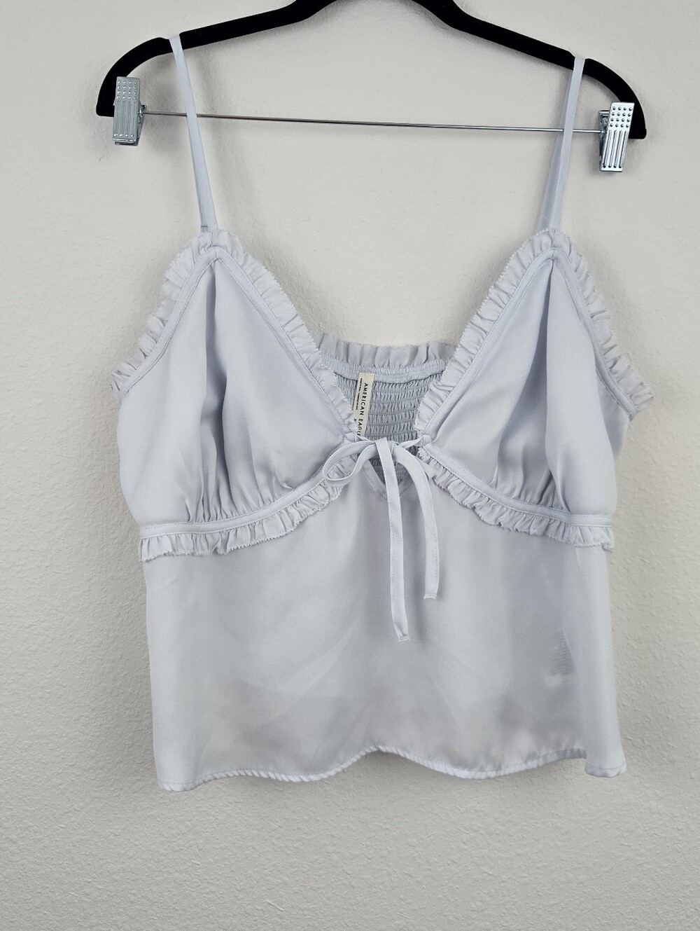 American Eagle Ruffled Tie-Front Cami Light Blue Shade